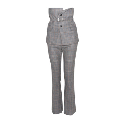 TOGA PULLA ARCHIVES Grey Checkered Wool Pants / matching Belt Corset