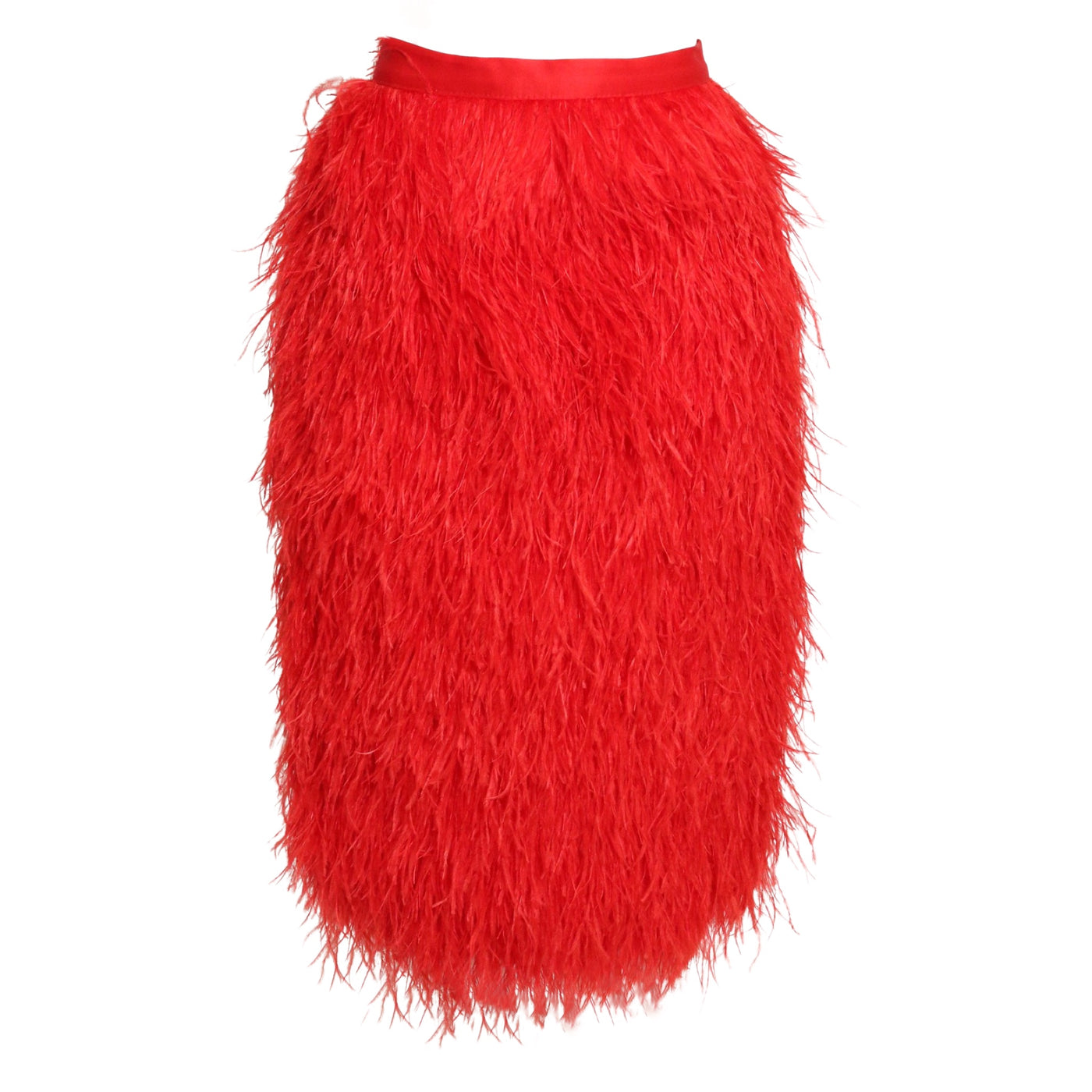 Alanis Red Feathery Midi Skirt