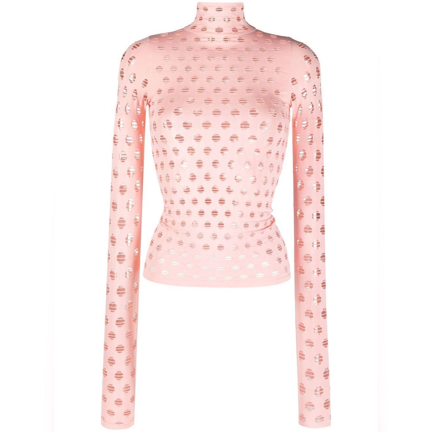 Maisie Wilen Perforated High-Neck Baby Pink Top